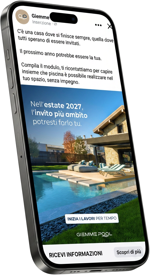 Annuncio Meta di Giemme Pool visualizzato su smartphone