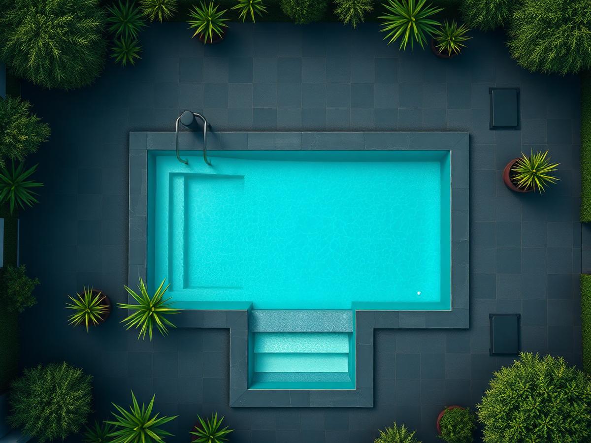 Vista aerea di una piscina rettangolare completata